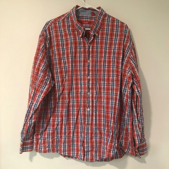 🔸5/30$!! IZOD Button Down Plaid Shirt - Picture 1 of 10